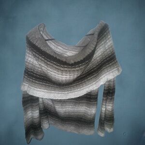 Elegant Gray Striped Women's Sweater